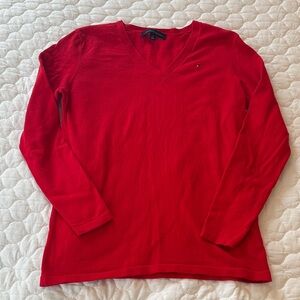 Tommy Hilfiger Red V-Neck Sweater